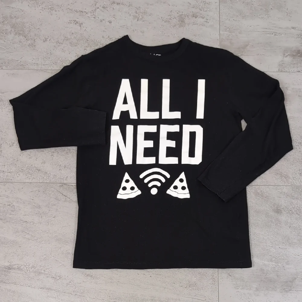 Childrens Place Long Sleeve Crew Neck Tshirt Pizza Wifi Funny Top Boys L 10 12
